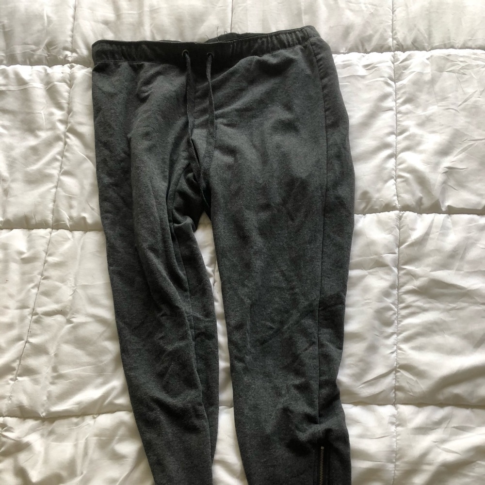 Gray joggers with zipper